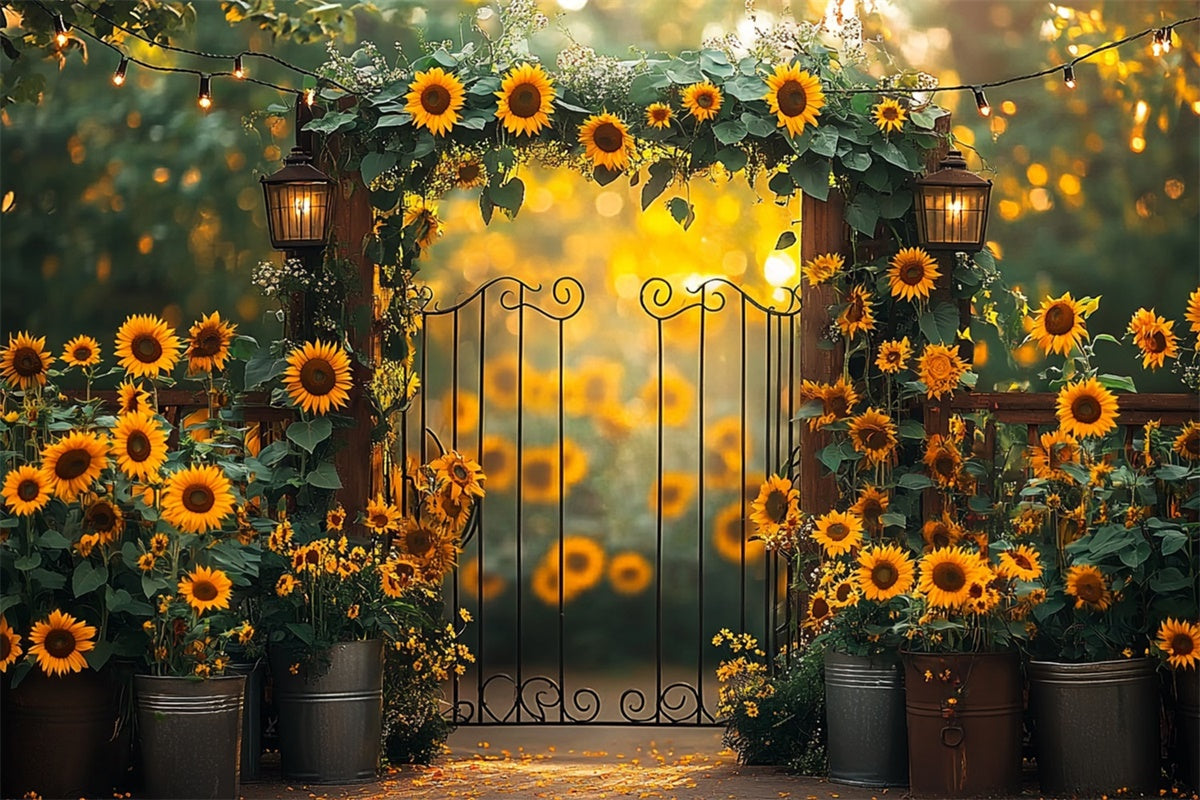 Sonnenblumen Fotohintergrund Blumen Lichterkette Sommerhintergrund GTY3-308