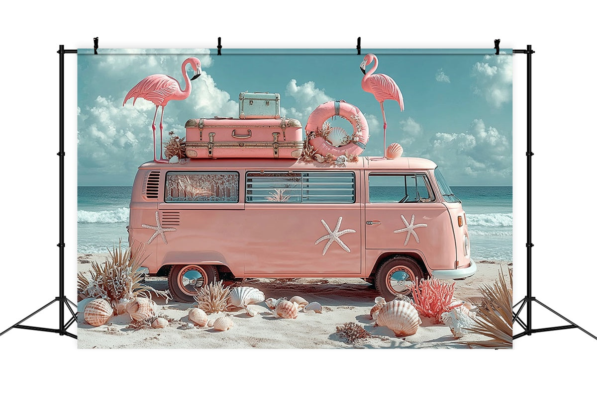Tropische Backdrops Flamingo Strand Van Sommer Backdrop GTY3-309