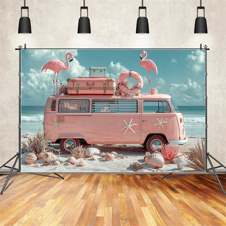 Tropische Backdrops Flamingo Strand Van Sommer Backdrop GTY3-309