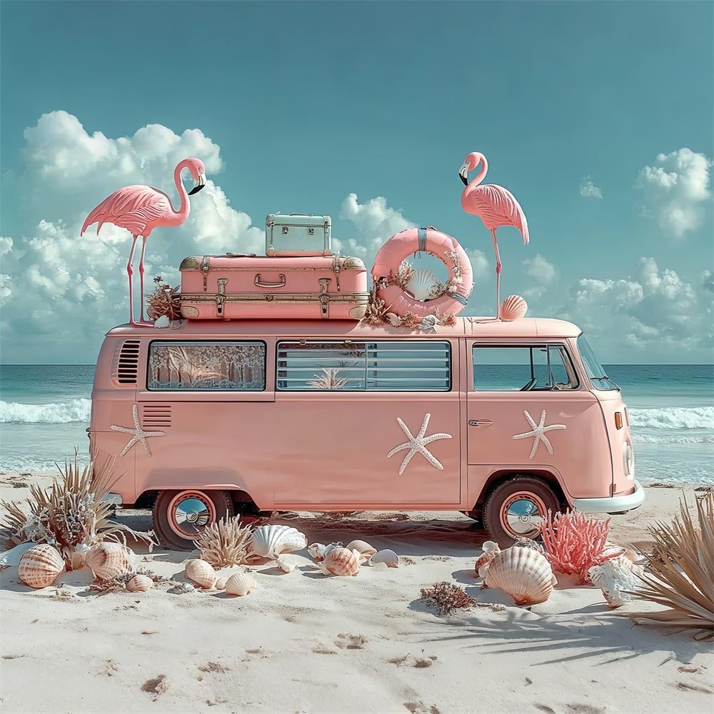 Tropische Backdrops Flamingo Strand Van Sommer Backdrop GTY3-309