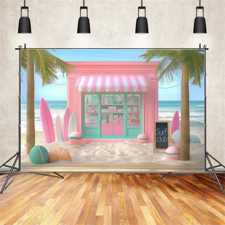 Sommer-Fotohintergrund Rosa Surfbretter Strand-Shop-Hintergrund GTY3-313