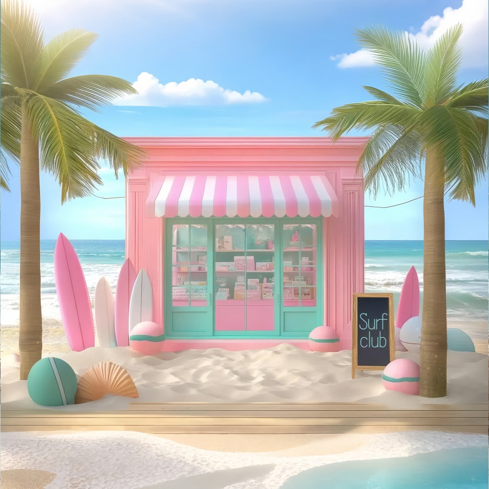Sommer-Fotohintergrund Rosa Surfbretter Strand-Shop-Hintergrund GTY3-313