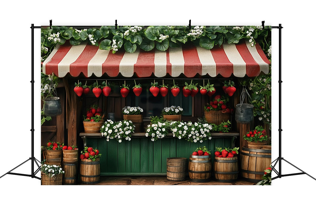 Sommer Backdrops Erdbeer Stand Rotes Vordach Backdrop GTY3-375