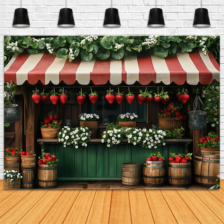 Sommer Backdrops Erdbeer Stand Rotes Vordach Backdrop GTY3-375
