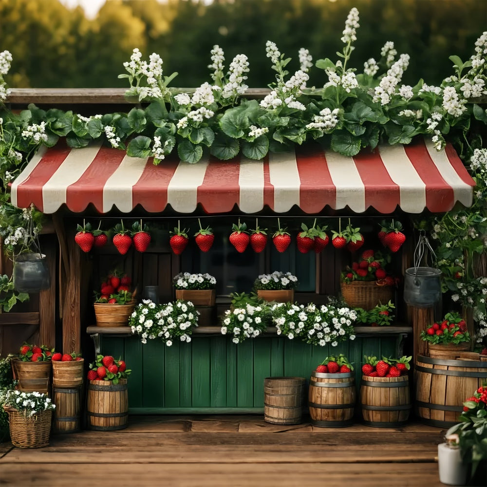 Sommer Backdrops Erdbeer Stand Rotes Vordach Backdrop GTY3-375