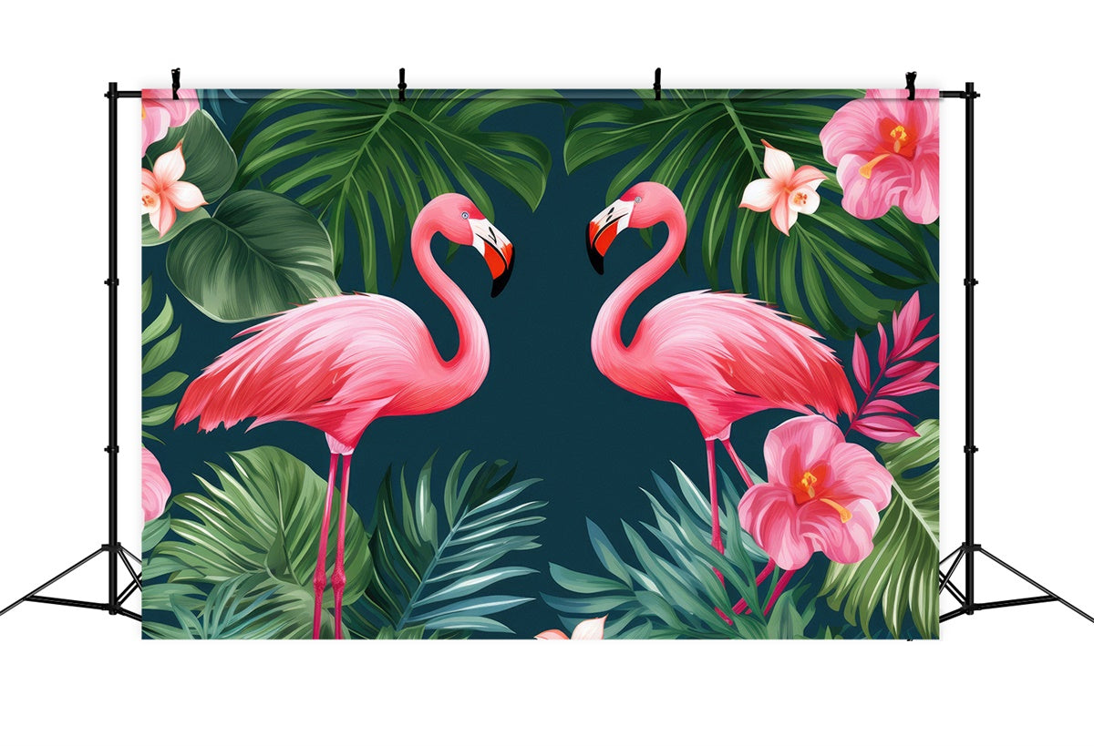 Tropische Hintergrundbilder Tropischer Flamingo Dschungelblätter Sommerhintergrund GTY3-380