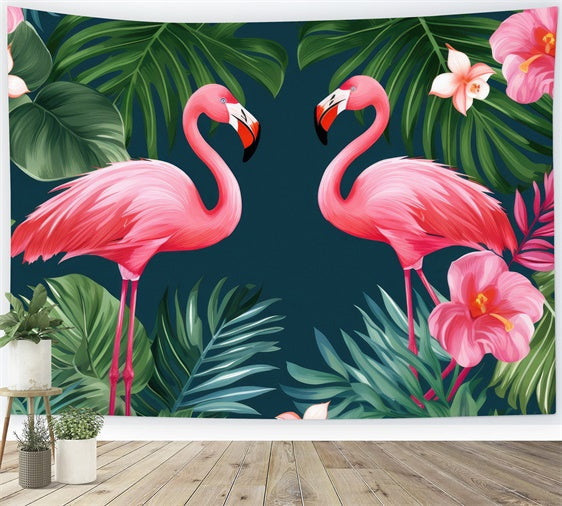 Tropische Hintergrundbilder Tropischer Flamingo Dschungelblätter Sommerhintergrund GTY3-380