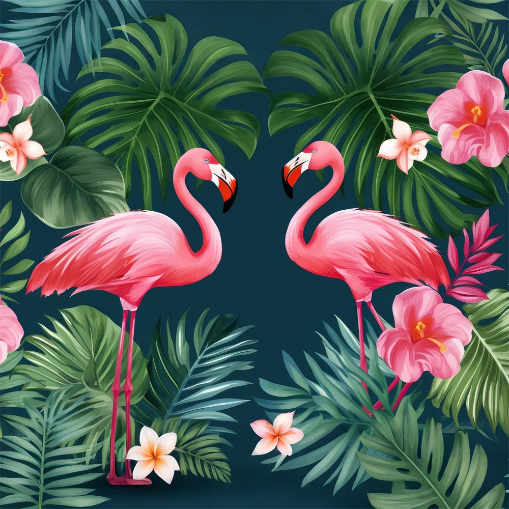 Tropische Hintergrundbilder Tropischer Flamingo Dschungelblätter Sommerhintergrund GTY3-380
