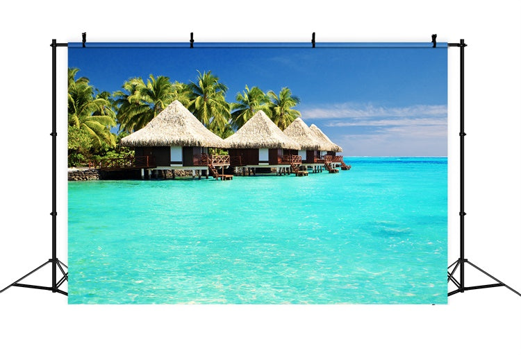 Tropical Backdrop Tropische Insel Wasser Bungalow Sommerhintergrund GTY3-383