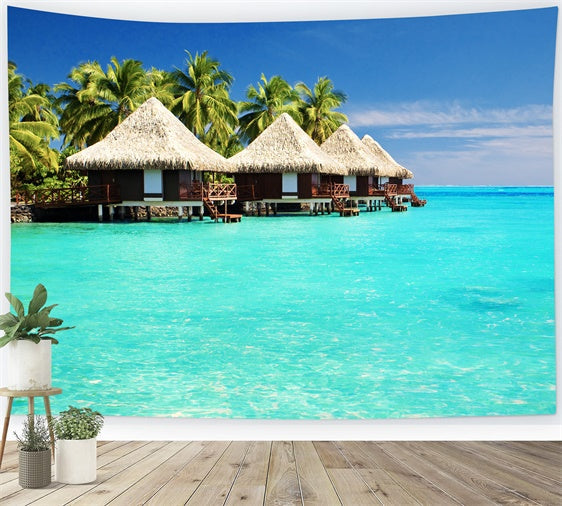 Tropical Backdrop Tropische Insel Wasser Bungalow Sommerhintergrund GTY3-383