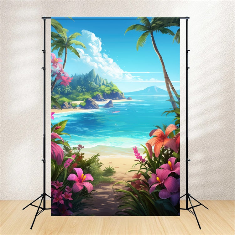 Strand Fotohintergrund Blauer Himmel Floral Trail Sommerhintergrund GTY3-385