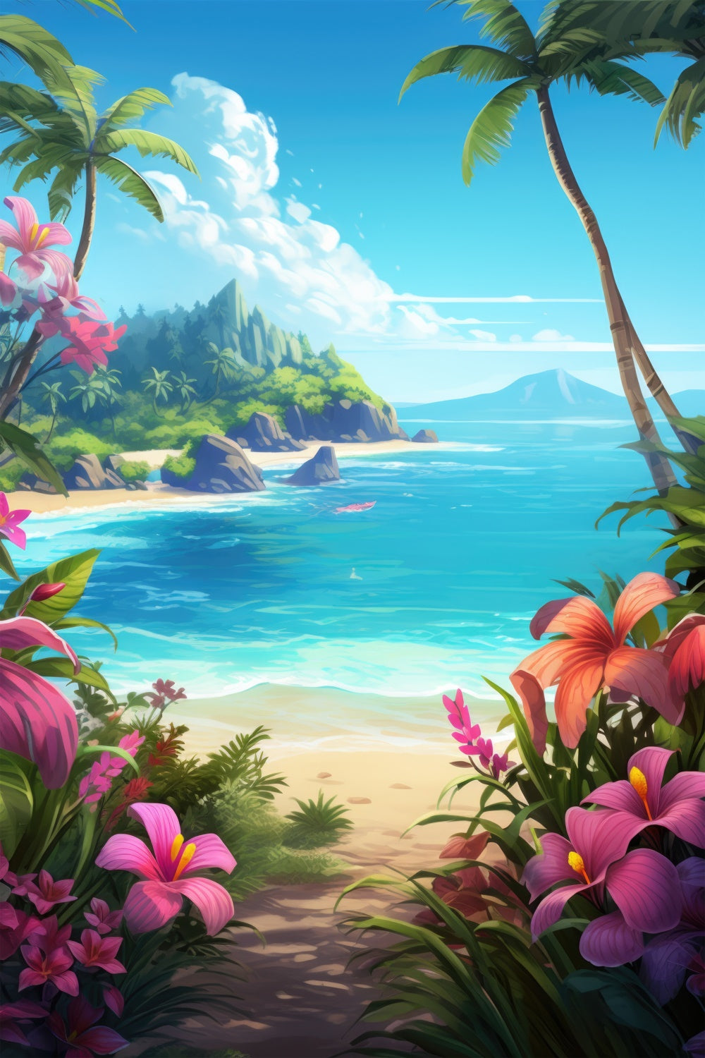 Strand Fotohintergrund Blauer Himmel Floral Trail Sommerhintergrund GTY3-385