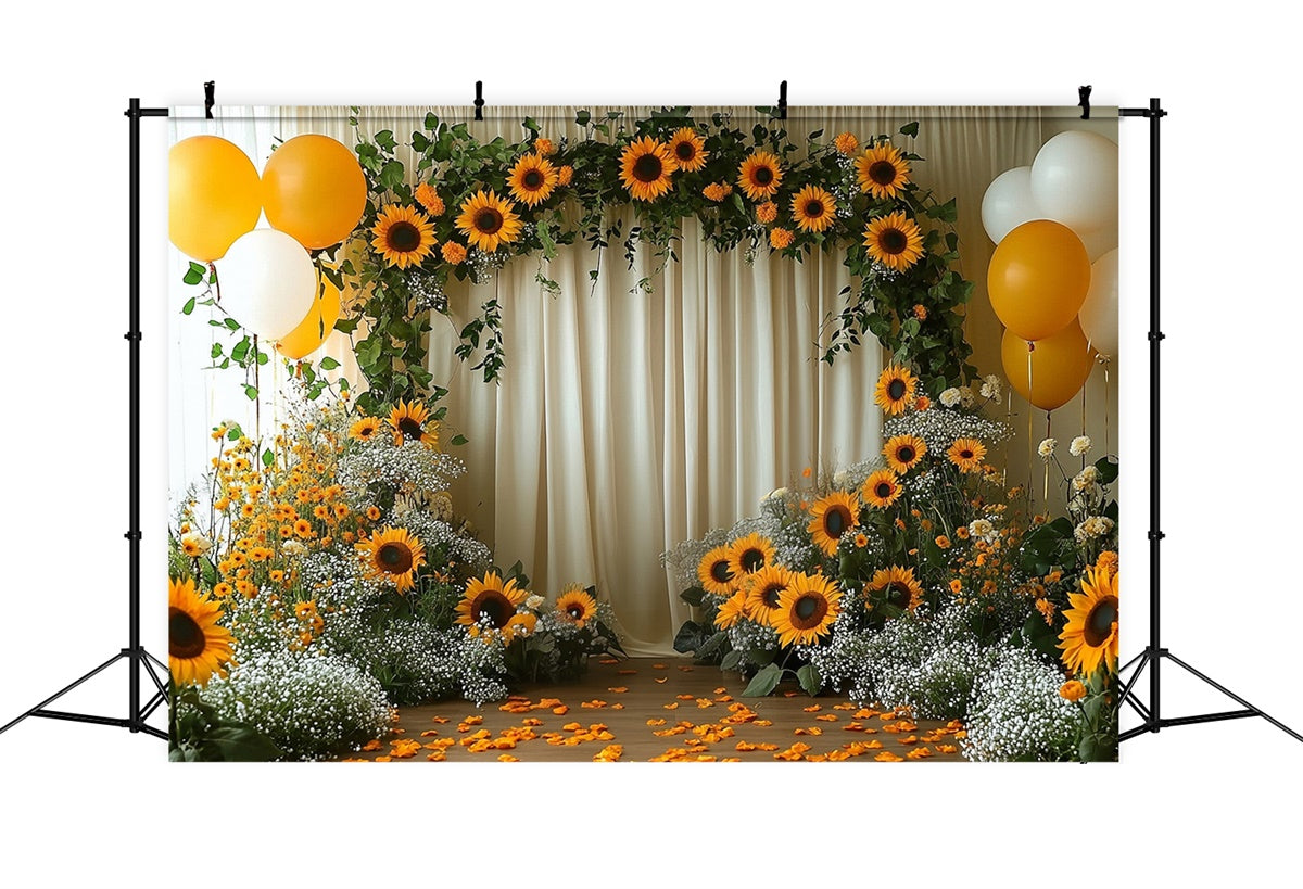 Sonnenblumen Backdrops Sonnenblumenbogen Gelber Ballon Backdrop GTY3-394