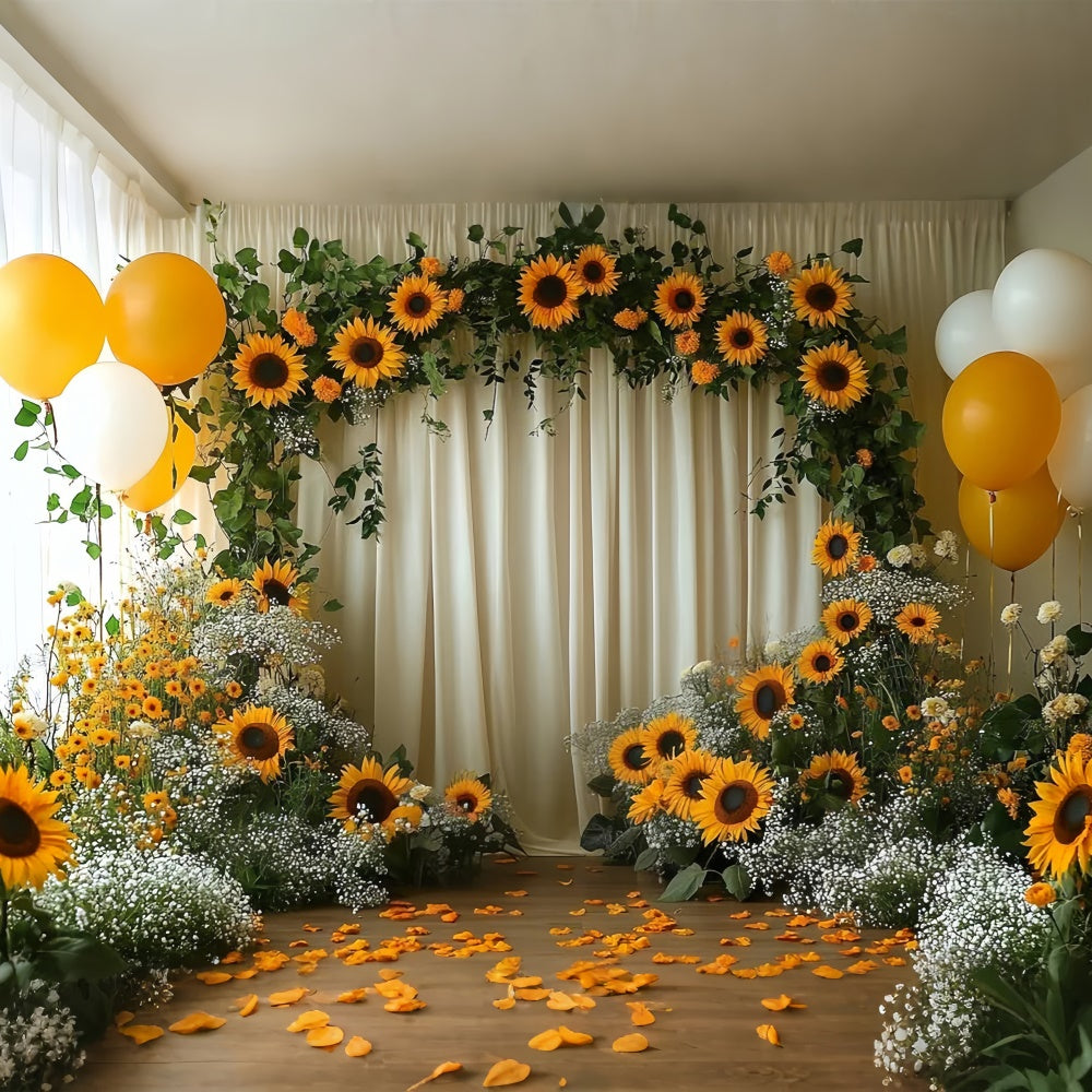Sonnenblumen Backdrops Sonnenblumenbogen Gelber Ballon Backdrop GTY3-394