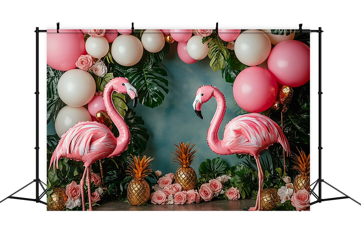 Tropische Fotokulisse Ballon Flamingo Floral Sommerkulisse GTY3-395
