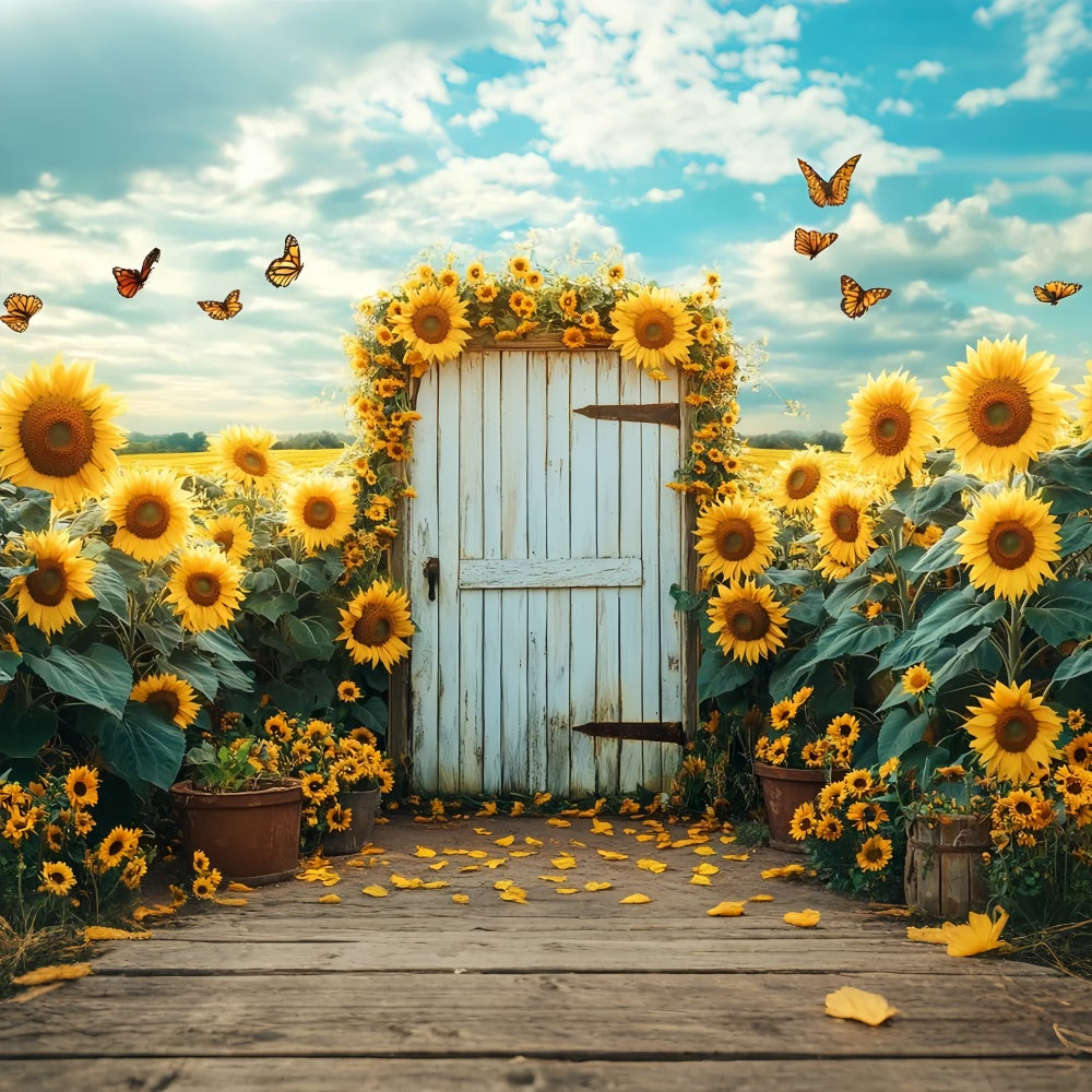 Sonnenblumen Backdrops Sonnenblumengarten Schmetterlingstor Sommer Backdrop GTY3-404