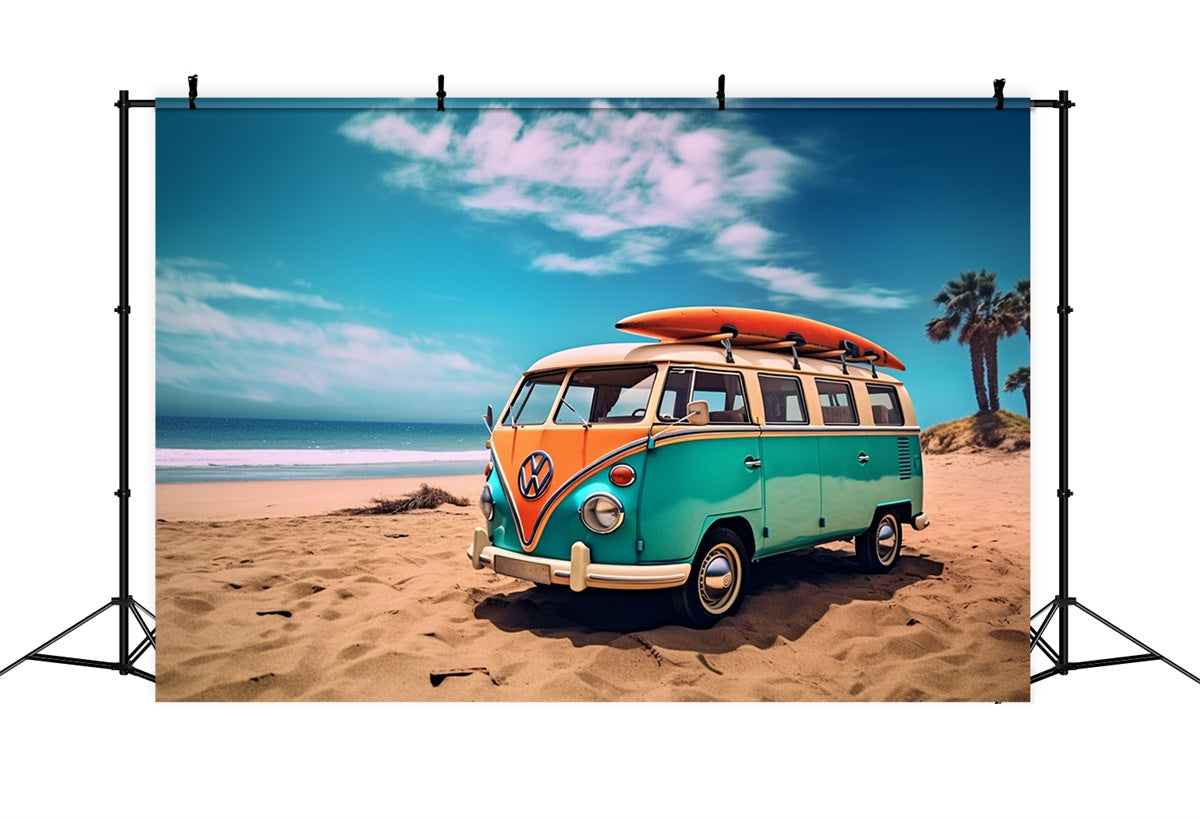 Tropischer Strand Backdrop Retro Surf Van Strand Sommer Backdrop GTY3-405