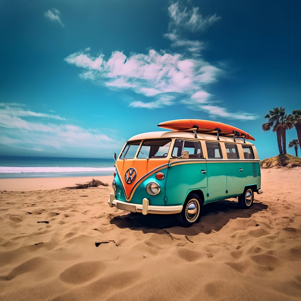 Tropischer Strand Backdrop Retro Surf Van Strand Sommer Backdrop GTY3-405