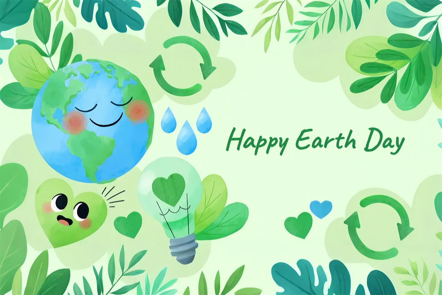 Happy Earth Day Backdrop Umweltschutz Aquarell Backdrop GTY3-51