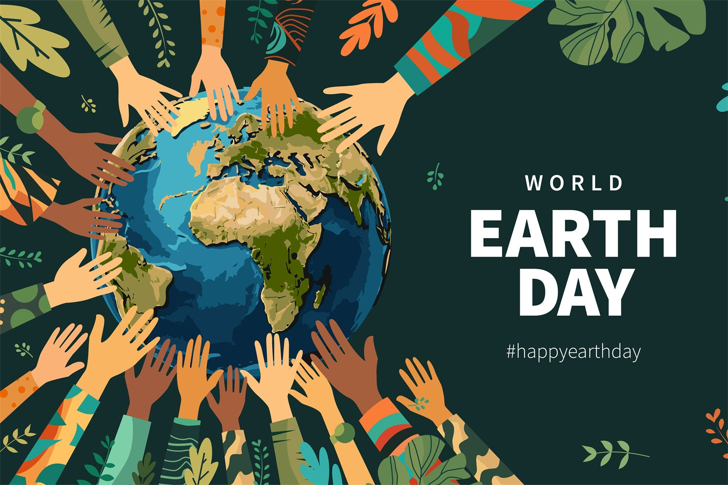 Happy Earth Day Backdrop Hände um die Welt Backdrop GTY3-54