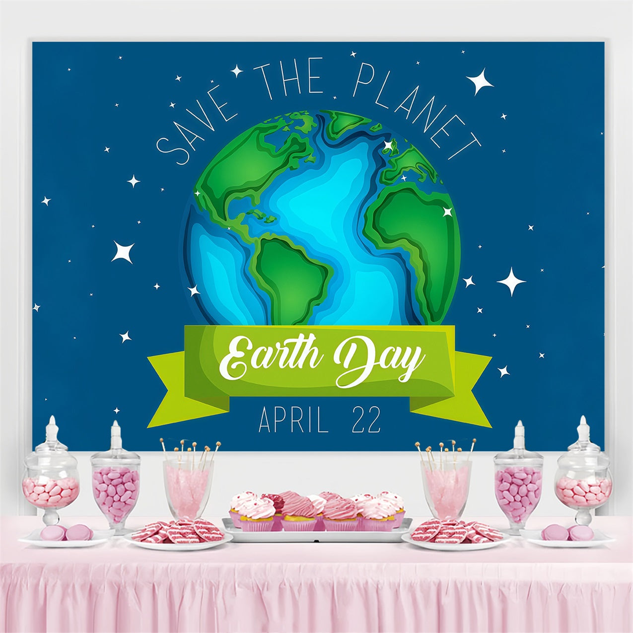 Happy Earth Day Backdrop Rettet den Planeten Blaue Erde Backdrop GTY3-58