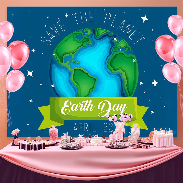 Happy Earth Day Backdrop Rettet den Planeten Blaue Erde Backdrop GTY3-58