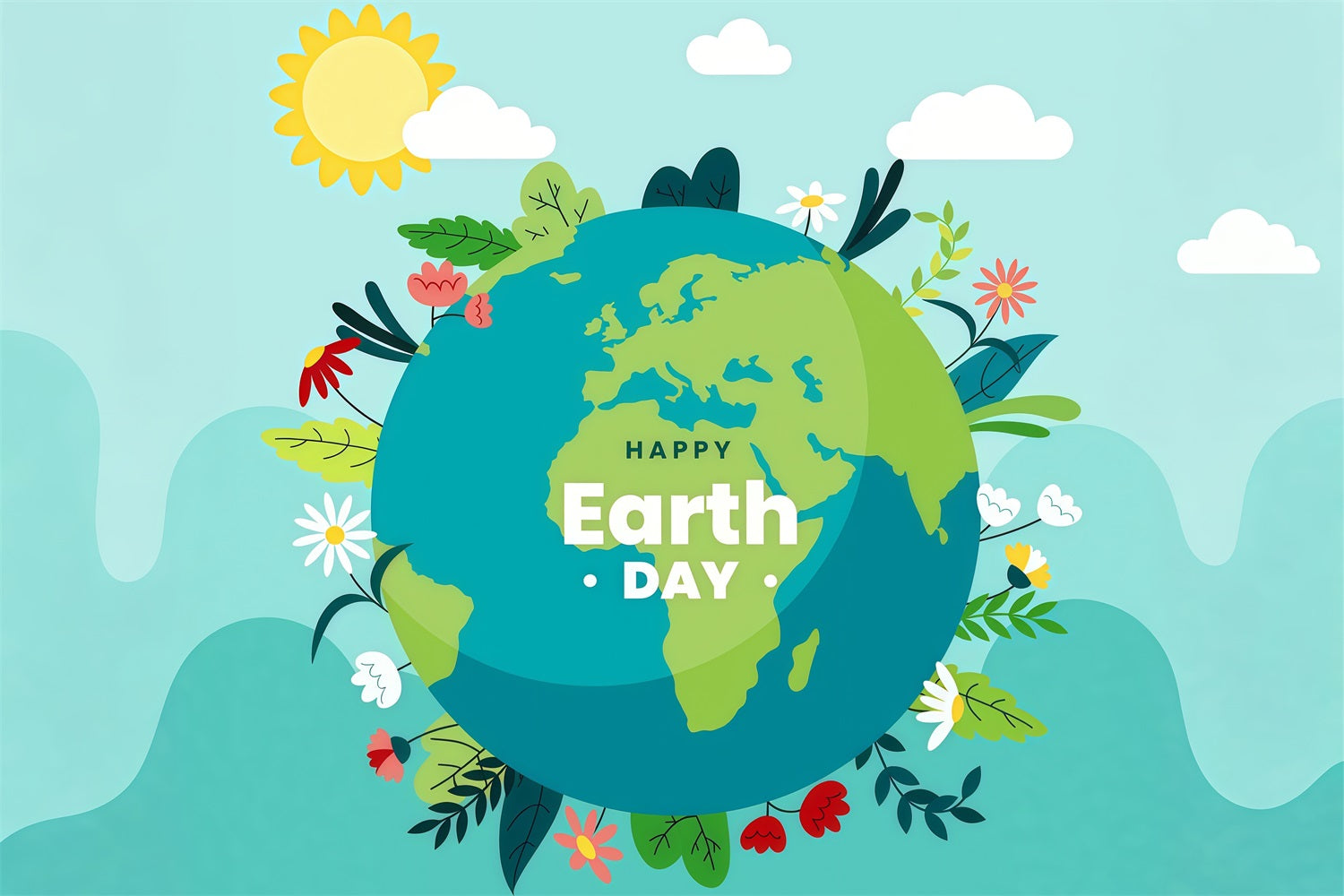 Happy Earth Day Backdrop Blauer Himmel Sonnenschein Naturfotografie Hintergrund GTY3-59