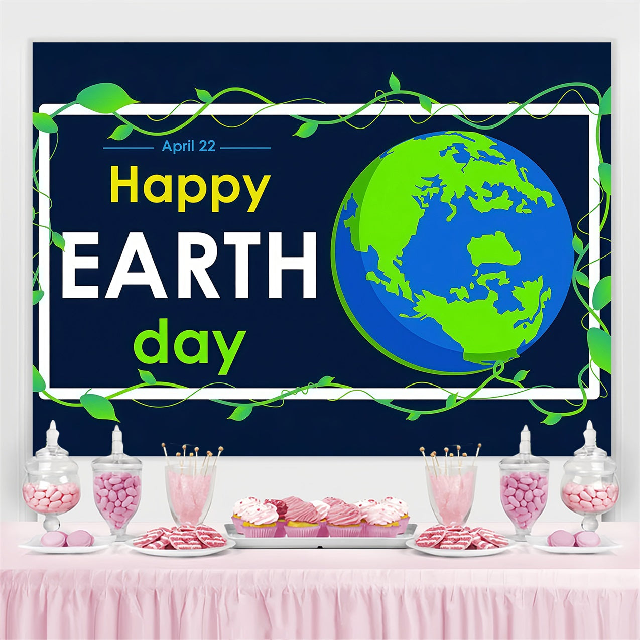Happy Earth Day Backdrop Modern Earth Celebration 22. April Backdrop GTY3-69