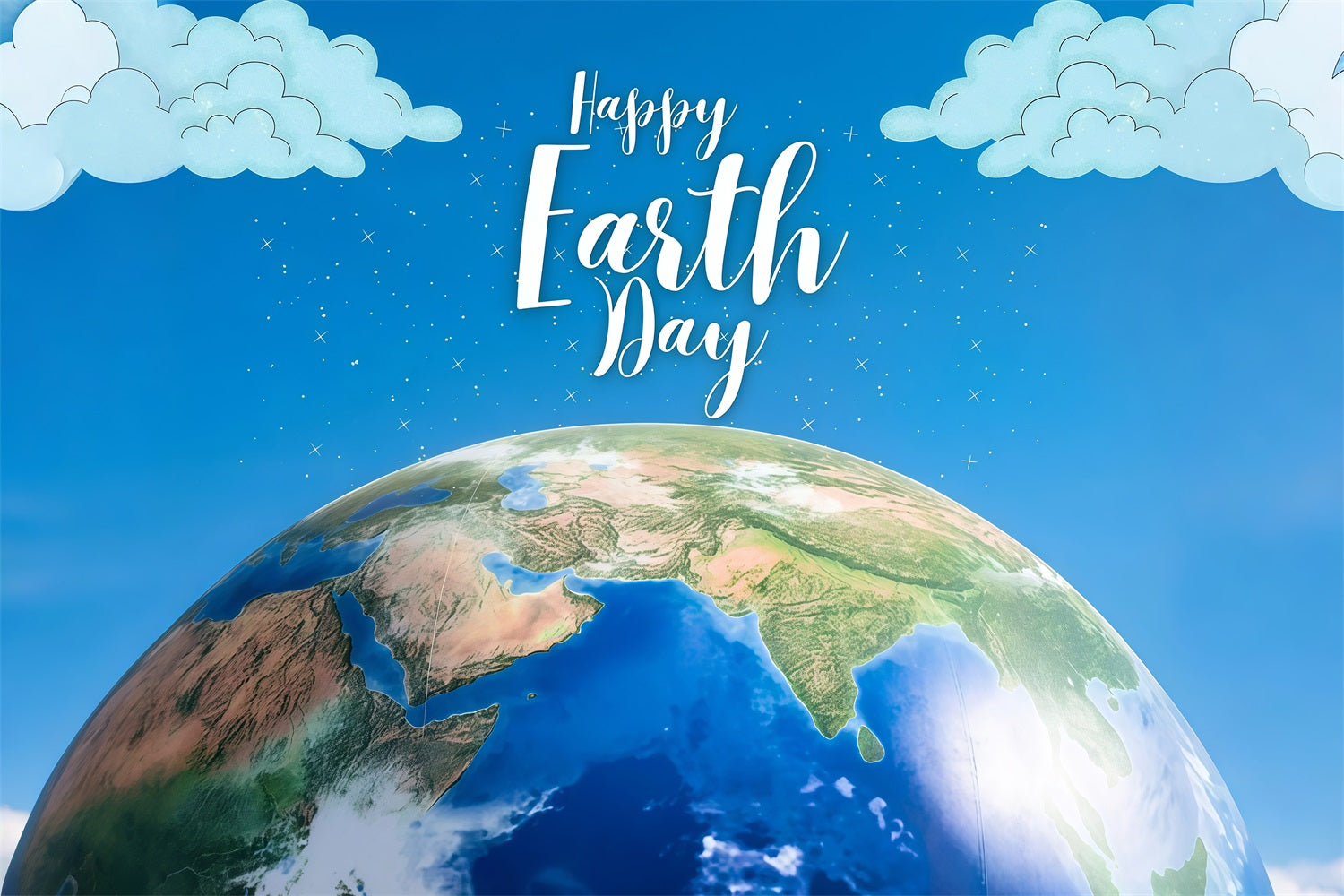 Happy Earth Day Backdrop Bewölkter Himmel Planet Backdrop GTY3-71