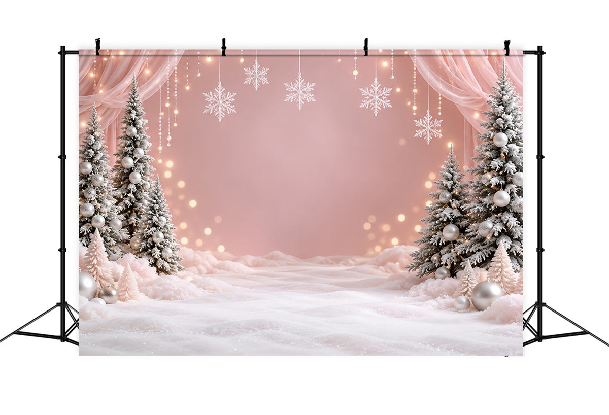 Winterlicher Weihnachtshintergrund Zartrosa Schneeflocken-Wunderland HQ610-156