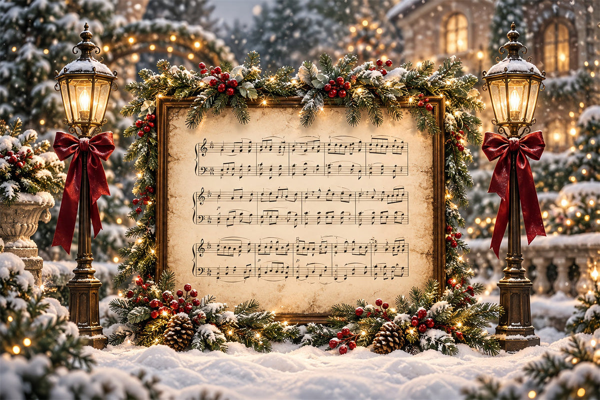 Weihnachtlicher Hintergrund Festliche Notenblätter Weihnachtslied HQ610-176