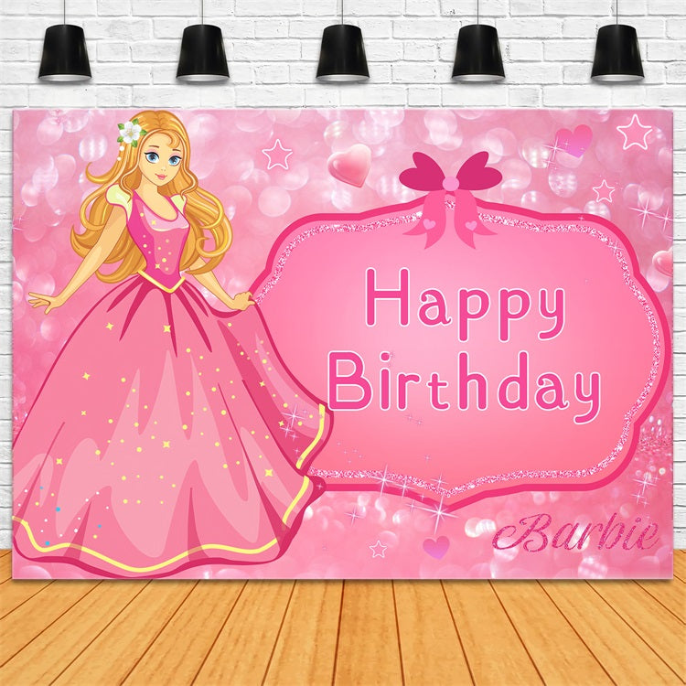 Benutzerdefinierte Geburtstag Hintergrund Rosa Puppe Funkelnden Rosa Hintergrund LXX1-203