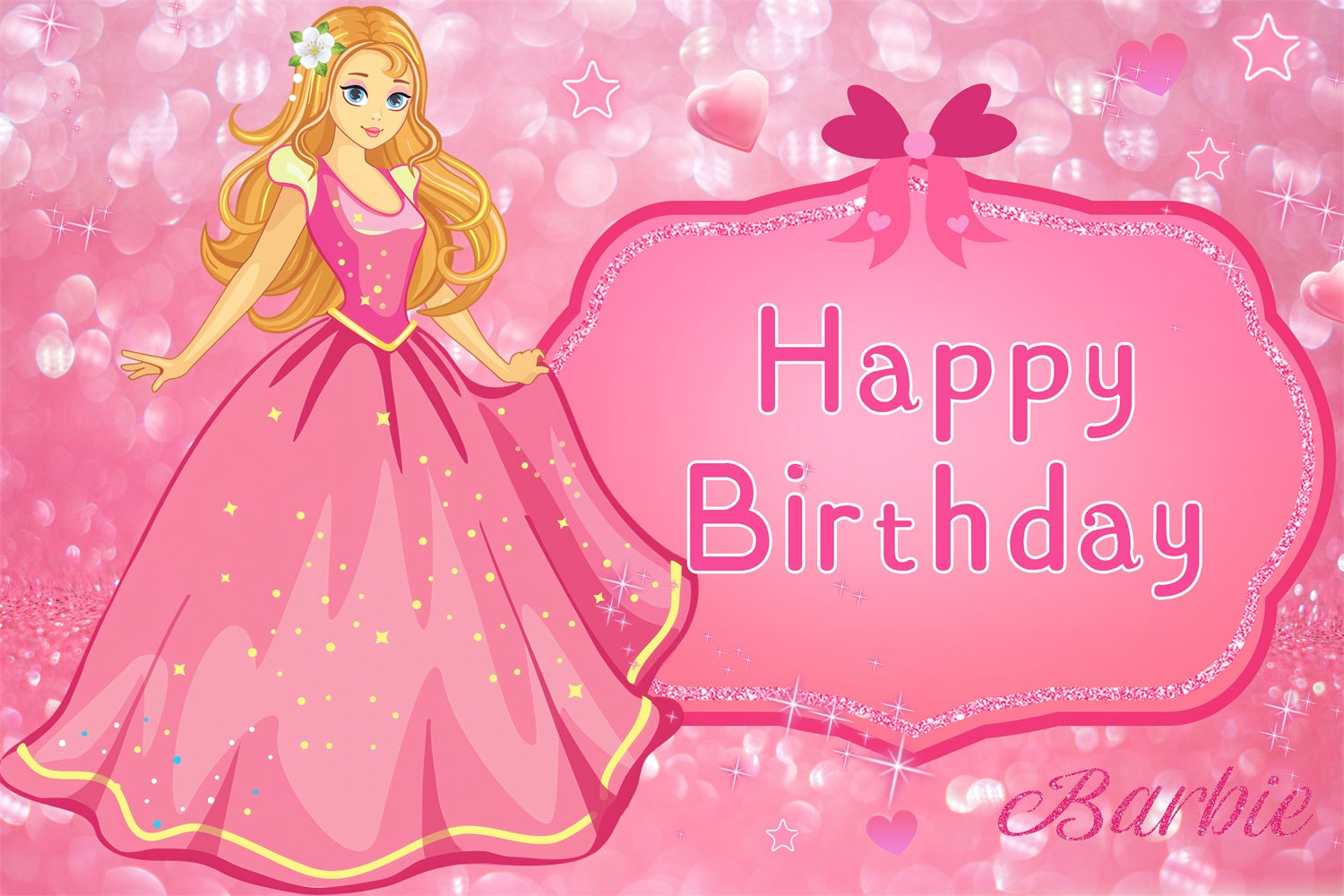 Benutzerdefinierte Geburtstag Hintergrund Rosa Puppe Funkelnden Rosa Hintergrund LXX1-203