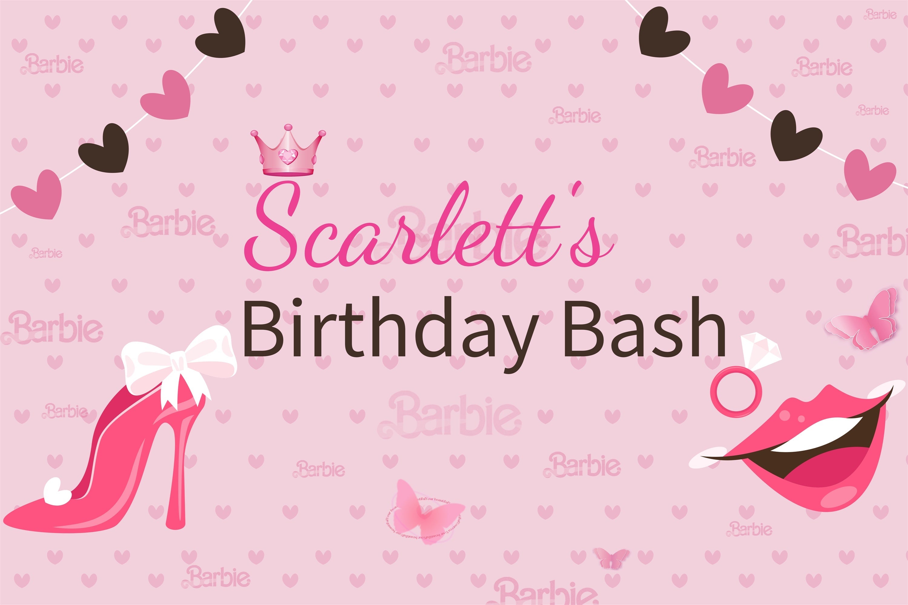 Benutzerdefinierte Hintergrund Geburtstagsparty Rosa Puppe Scarlett Rosa Hintergrund LXX1-207