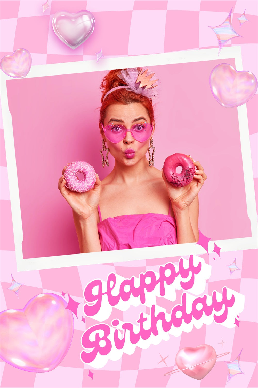 Benutzerdefinierte Hintergrund Geburtstag Rosa Puppe Retro-Charme Happy Hintergrund LXX1-212