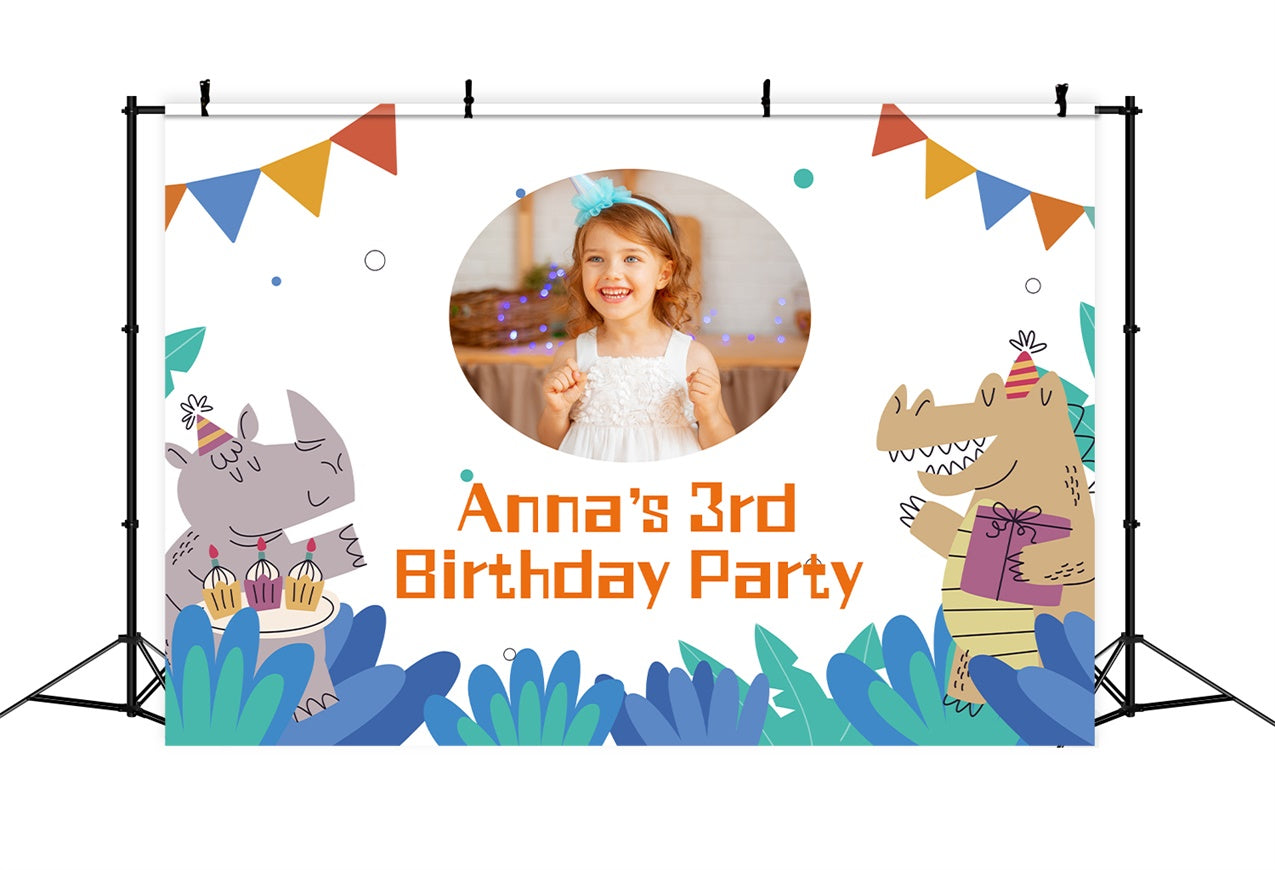 Personalisierte Geburtstag Backdrop 3. Fun Animal Party Backdrop LXX1-220