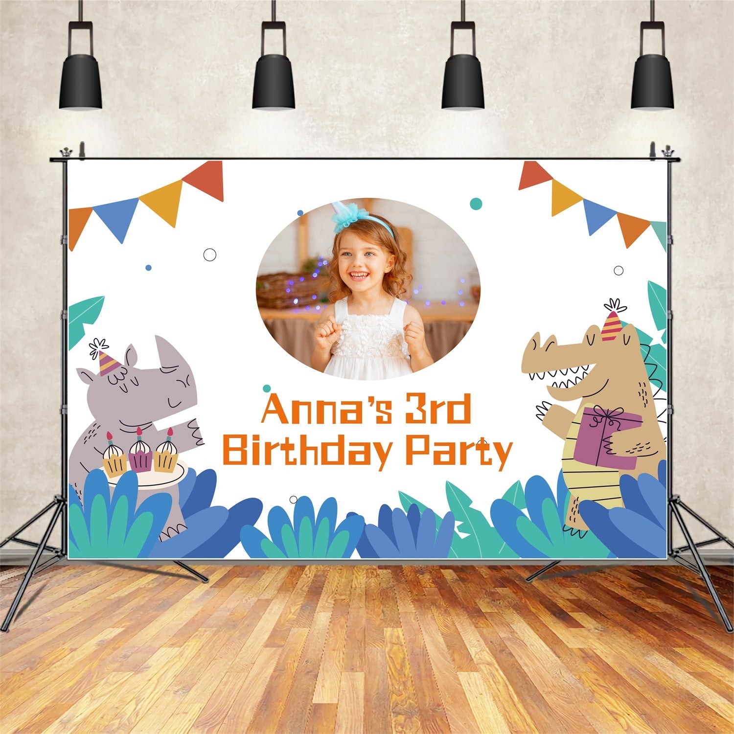 Personalisierte Geburtstag Backdrop 3. Fun Animal Party Backdrop LXX1-220