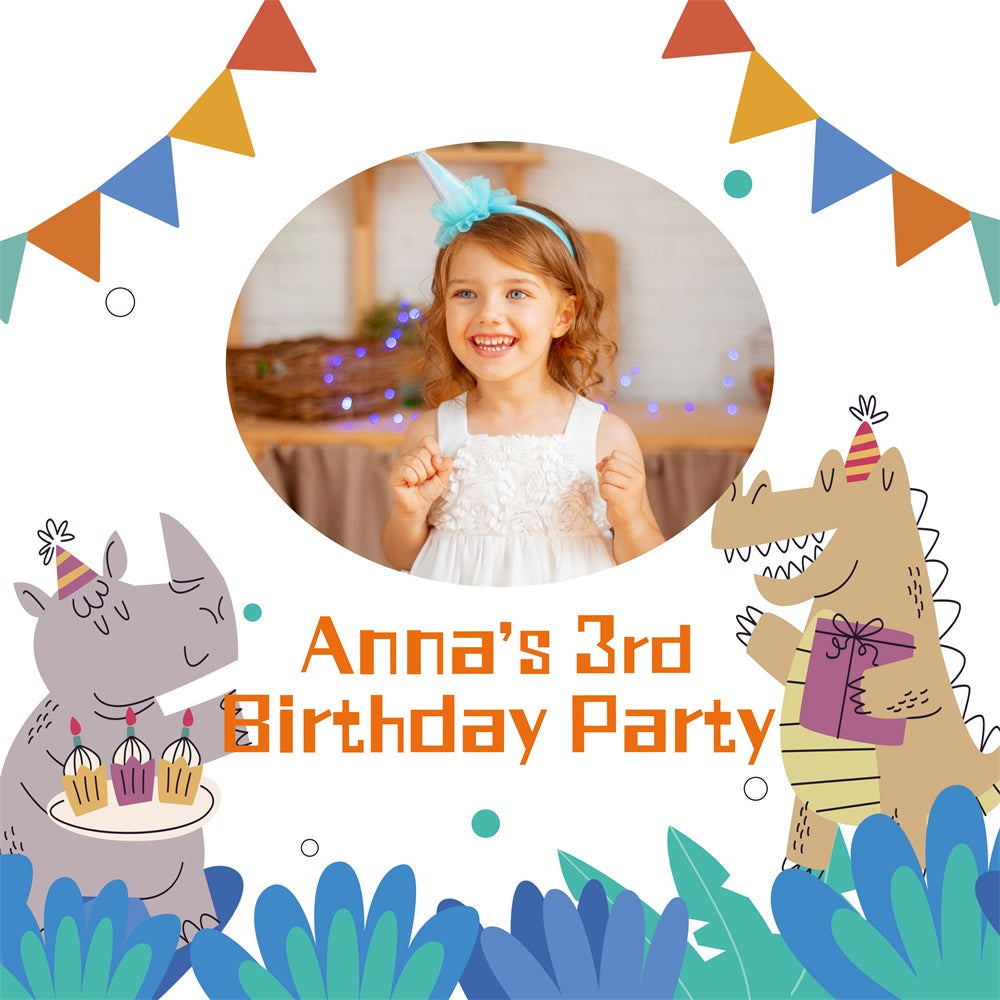 Personalisierte Geburtstag Backdrop 3. Fun Animal Party Backdrop LXX1-220