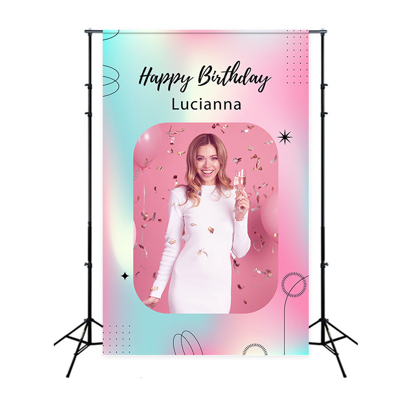 Personalisierte Backdrop für Geburtstag Stilvolle Rosa Konfetti Hintergrund LXX1-223