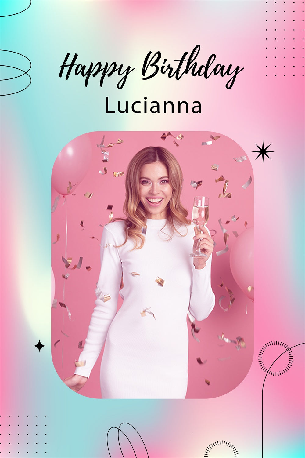 Personalisierte Backdrop für Geburtstag Stilvolle Rosa Konfetti Hintergrund LXX1-223