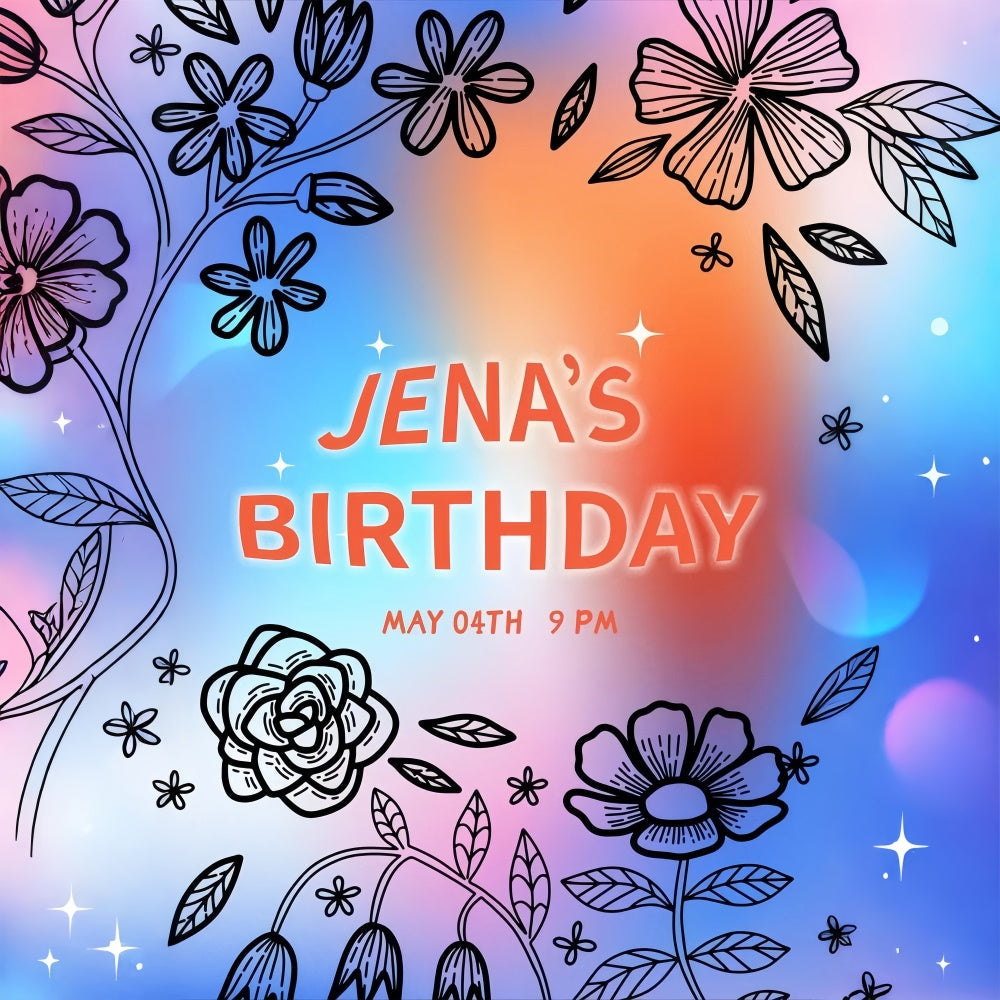 Custom Birthday Backdrops Bunte Gradient Flower Backdrop LXX1-224