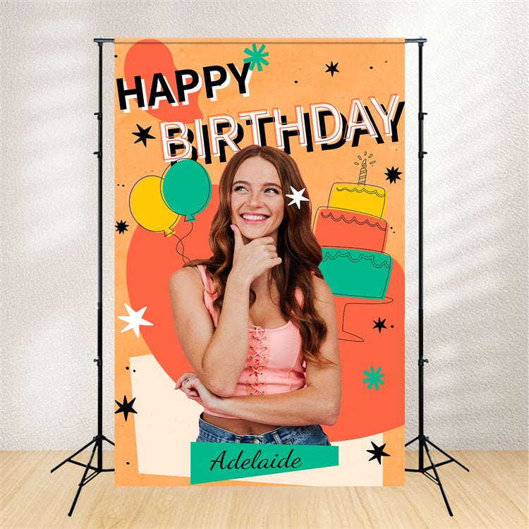 Custom Made Birthday Backdrops Bunte Luftballons Kuchen Backdrop LXX1-226