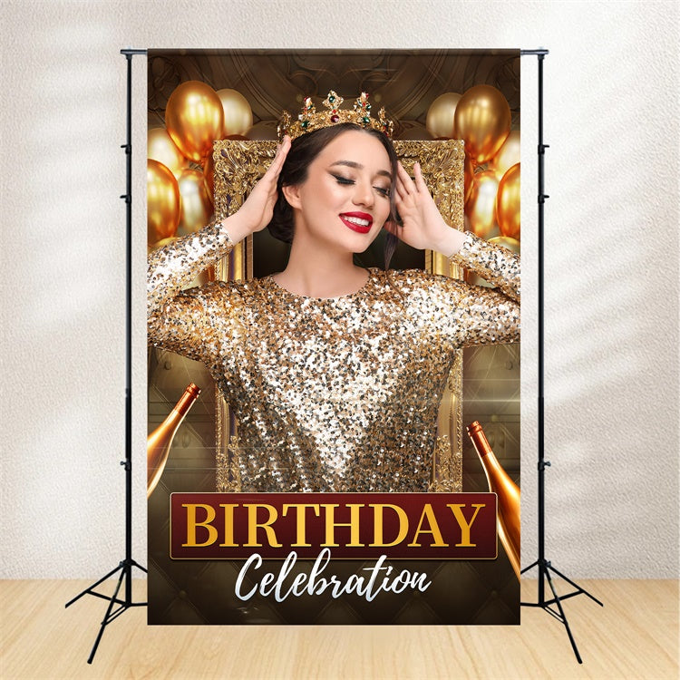 Custom Birthday Backdrops Glitzernde Goldene Ballons Hintergrund LXX1-229