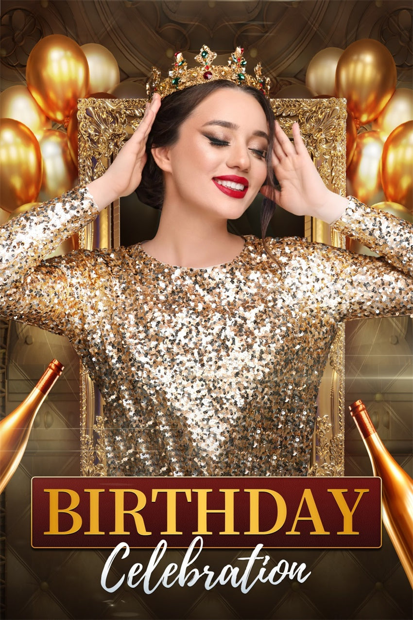 Custom Birthday Backdrops Glitzernde Goldene Ballons Hintergrund LXX1-229