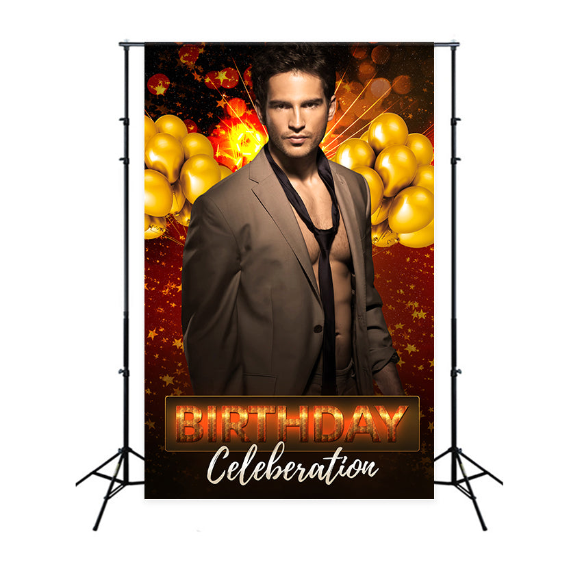 Personalisierte Geburtstag Backdrop Shine Golden Balloon Backdrop LXX1-233