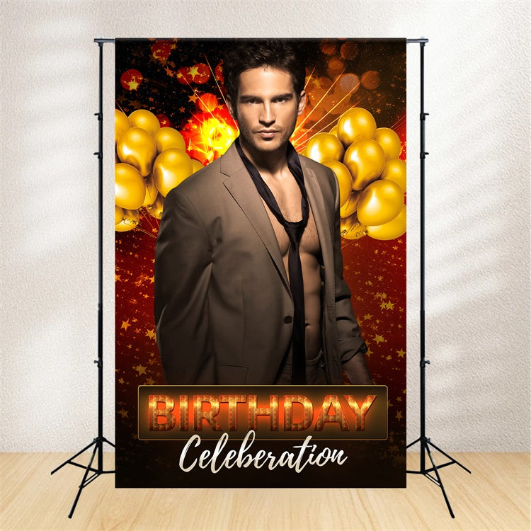 Personalisierte Geburtstag Backdrop Shine Golden Balloon Backdrop LXX1-233