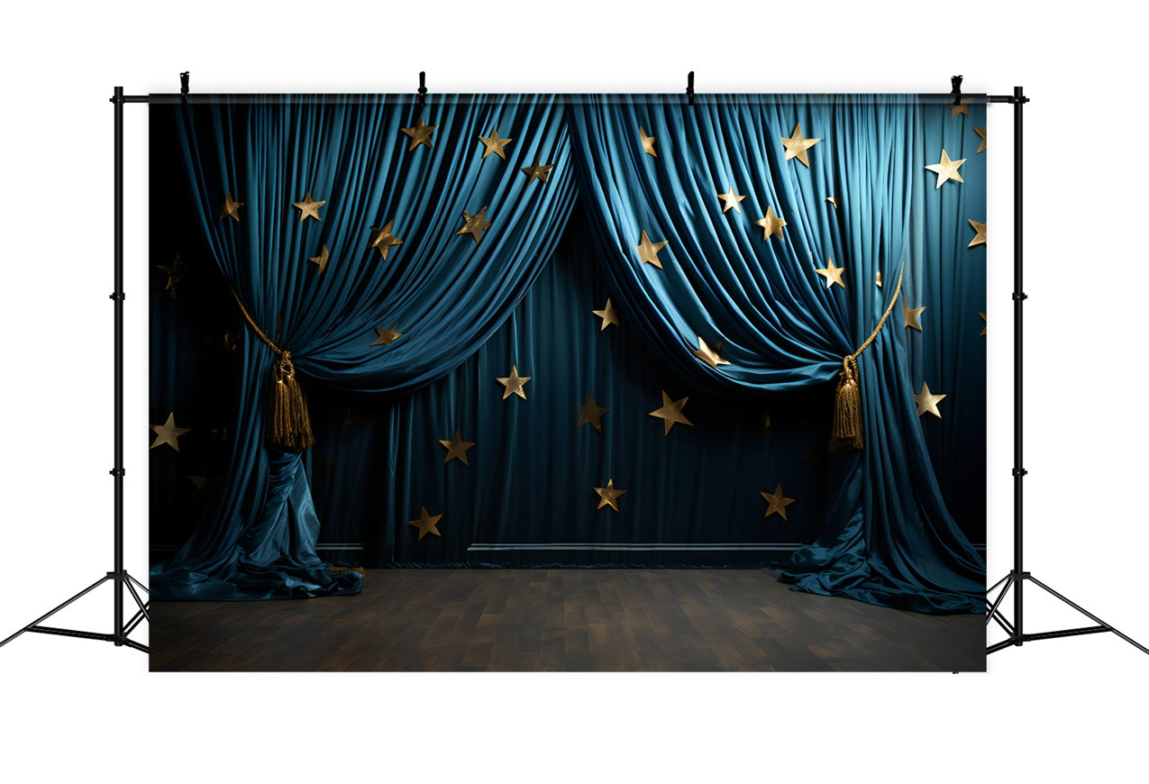 Haustier-Fotohintergrund Golden Star Blue Drapes Backdrop LXX1-277