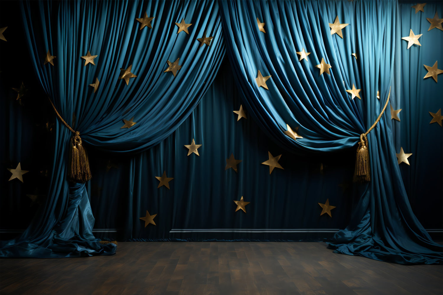 Haustier-Fotohintergrund Golden Star Blue Drapes Backdrop LXX1-277