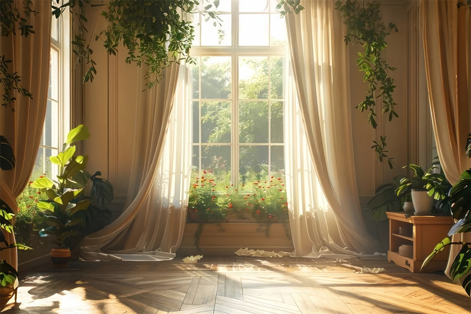 Haustierfotografie Hintergrund Sonnenlicht Fenster Szene Hintergrund LXX1-278