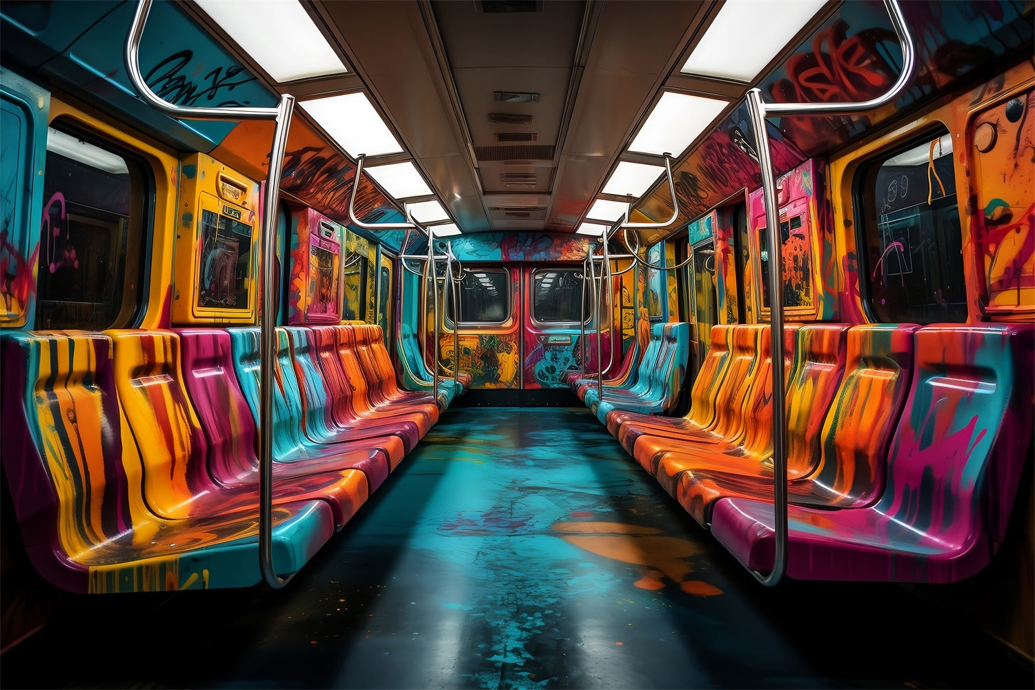 Backdrop Haustier Bunte U-Bahn Graffiti Kunst Hintergrund LXX1-287